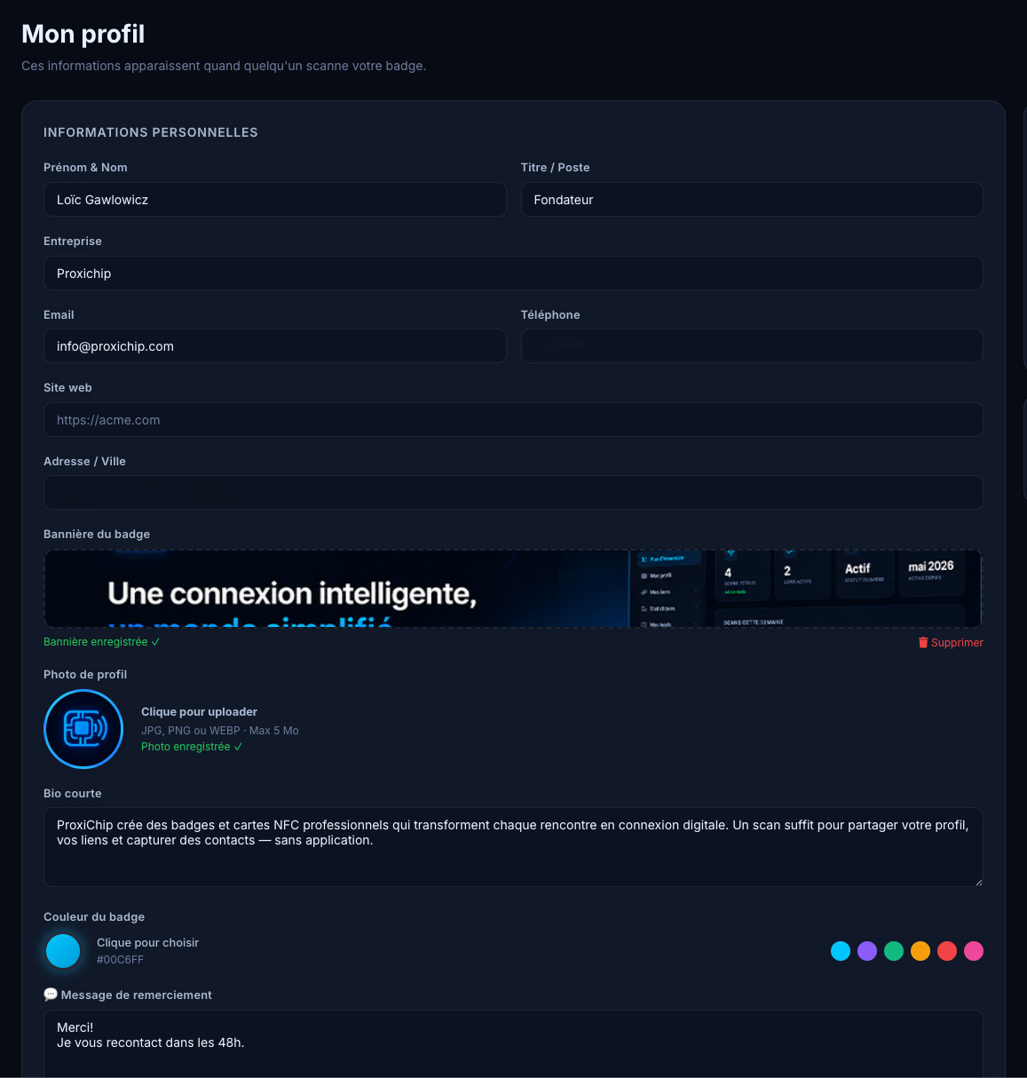 Créez votre profil ProxiChip